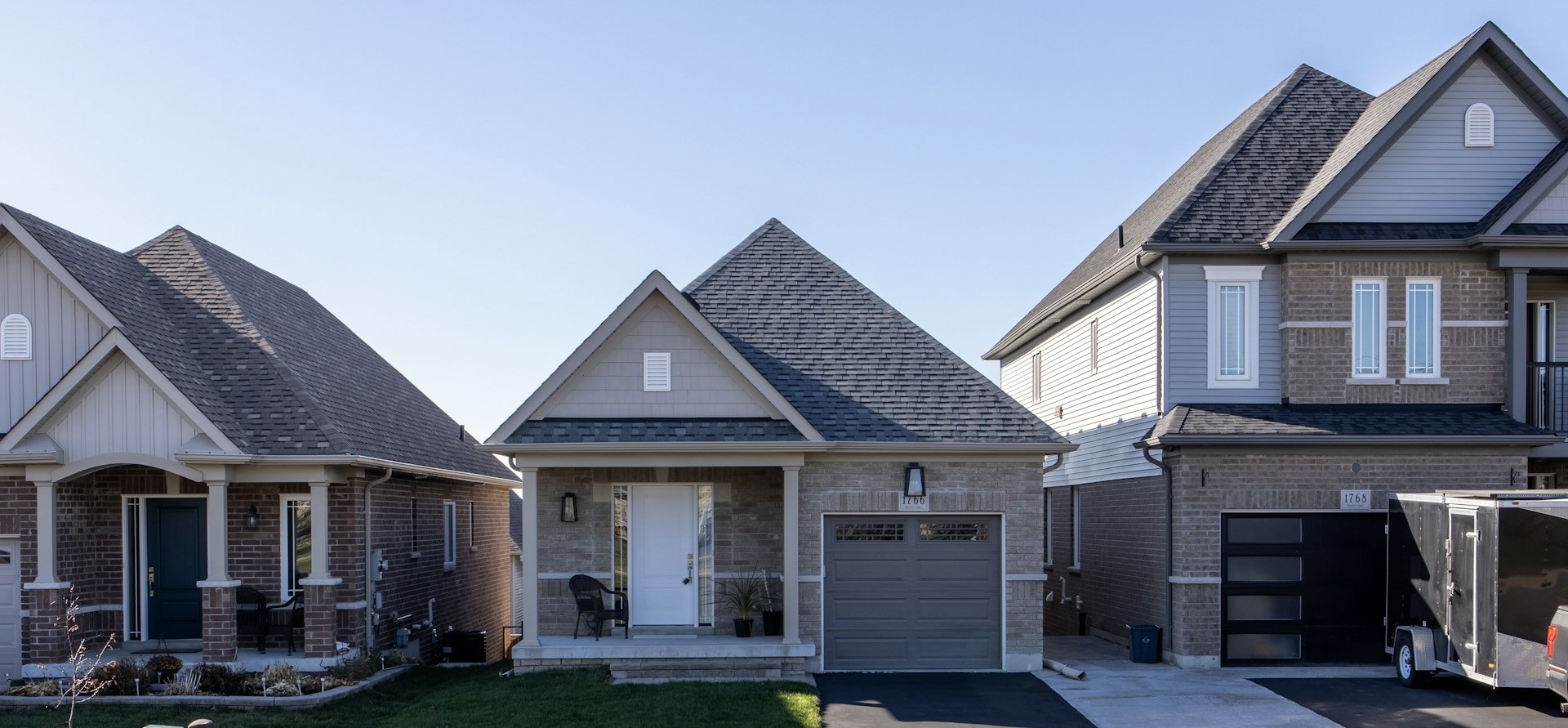 Row of houses of different sizes