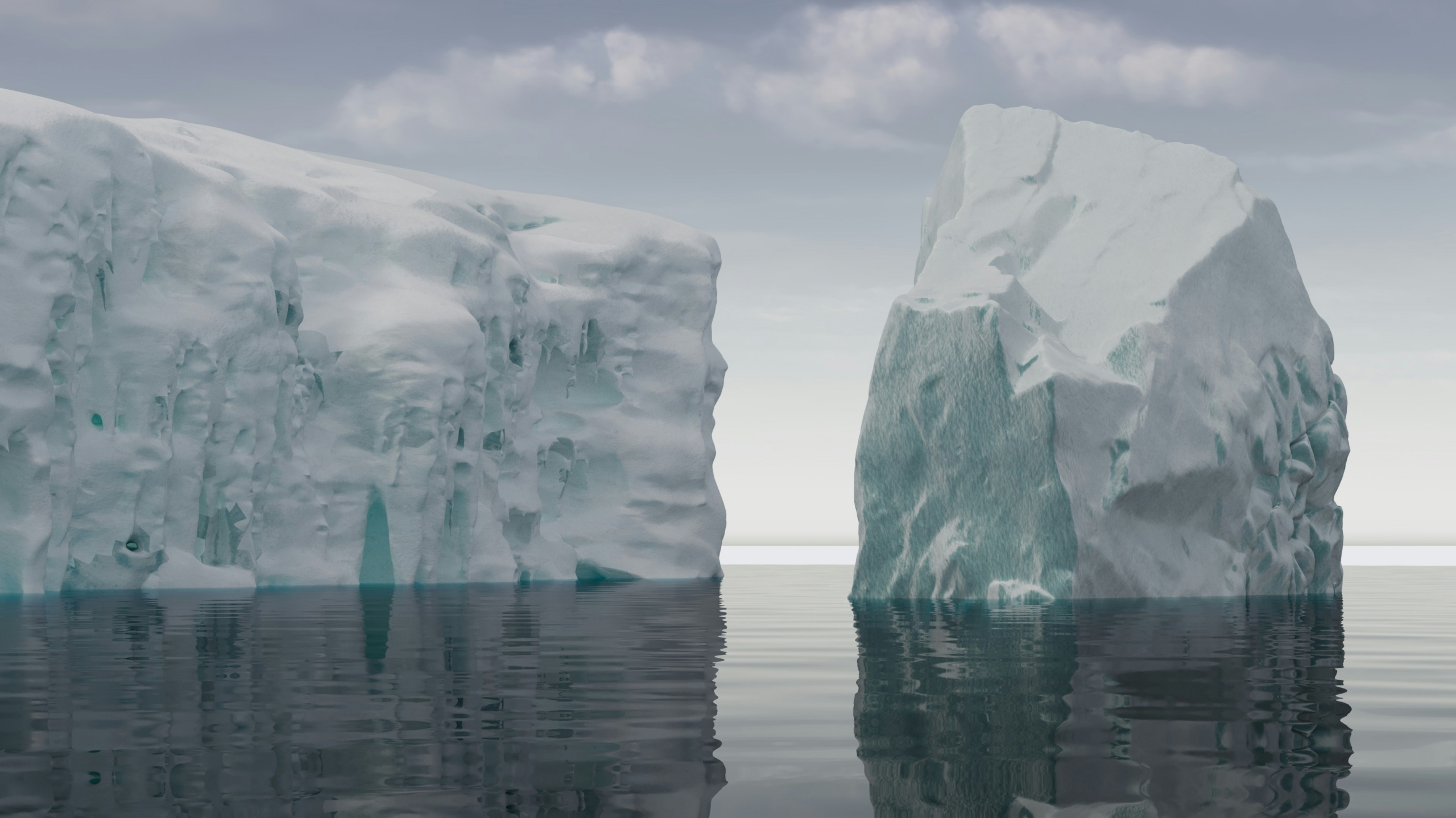 association-technical-debt-hidden-costs.jpg Two large icebergs rise from calm, still water against a muted sky — a visual metaphor for technical debt in associations, where the most significant costs are often hidden beneath the surface of otherwise stable-looking operations.